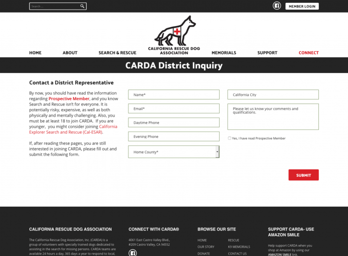 CARDA Contact page