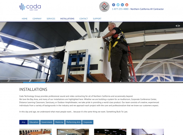 Coda Technology Installations page