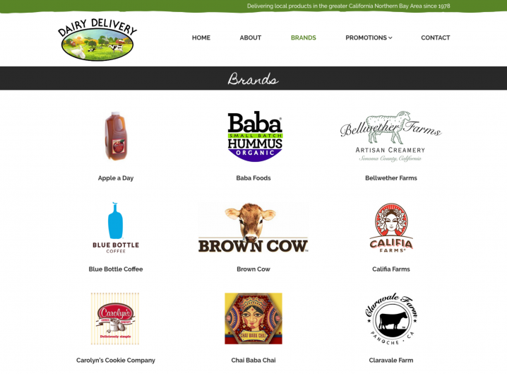 Dairy Delivery Product page