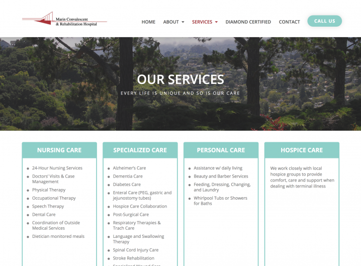 Marin Convalescent & Rehabilitation Hospital service page