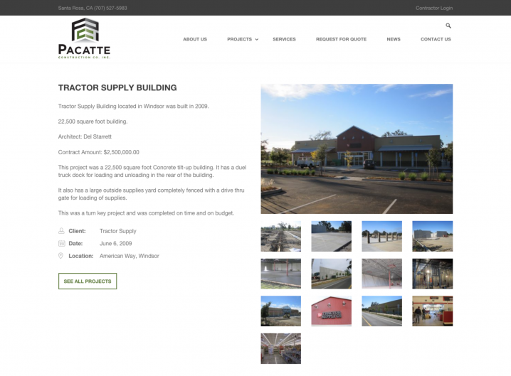 Pacatte Construction Project Detail page