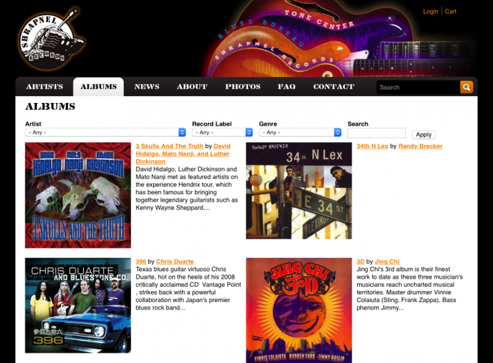 Shrapnel Records album page