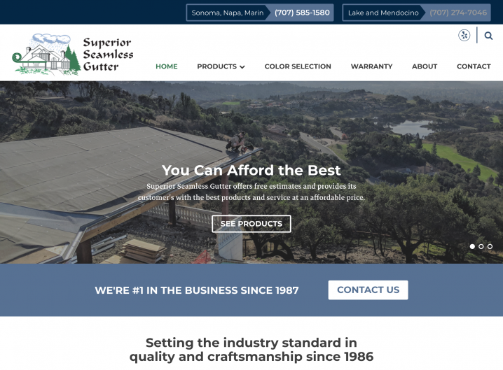 Superior Seamless website: Homepage